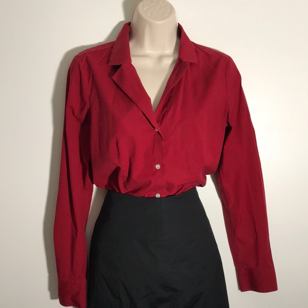 Talbots red buttoned up blouse